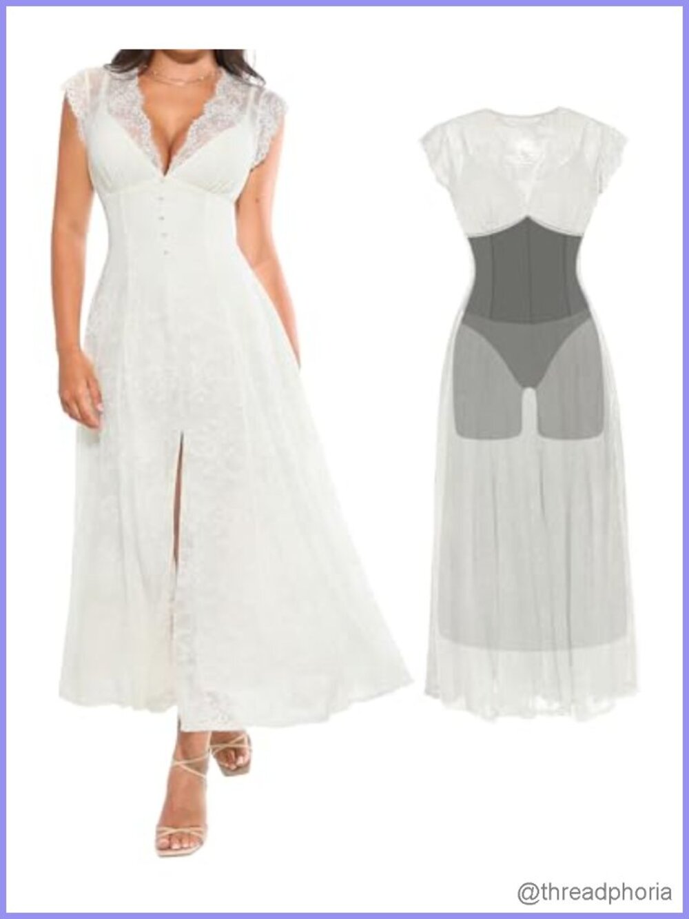 Women's Lace Formal Cocktail Wedding Guest Dress Flutter Sleeve Maxi Shapewear
